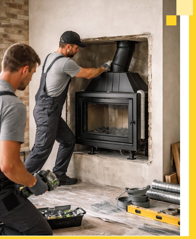 Установка каминных топок в Большой Камне: монтаж, подключение