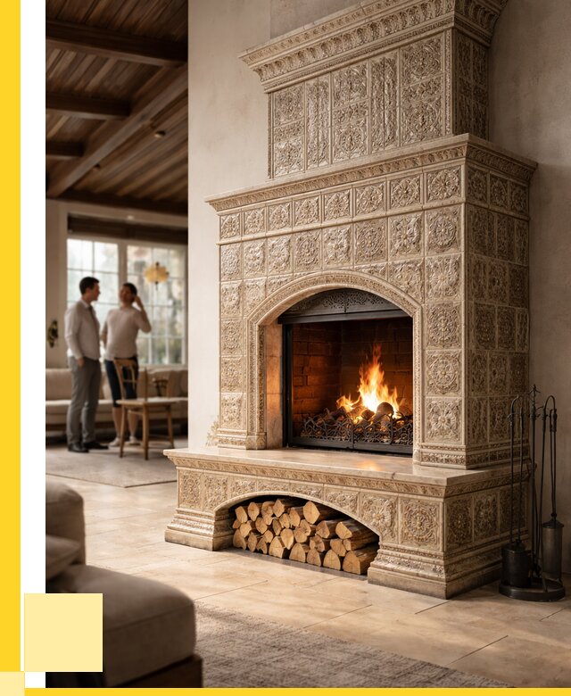 Купить изразцовый камин в Большой Камне от 253525 р. | ЭриданБль