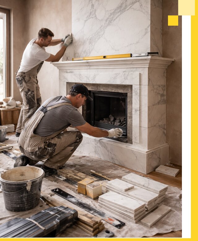 Отделка каминов в Большой Камне качественные облицовочные работы