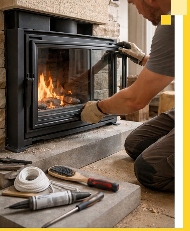 Производство, монтаж и доставка каминов со стеклом в Большой Камне