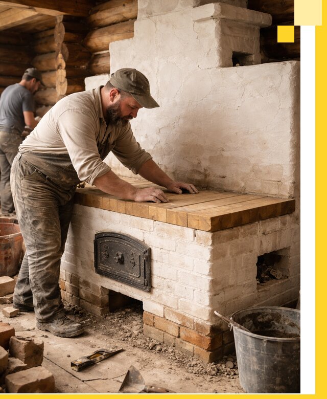 Проектирование и установка русской печи с лежанкой в Большой Камне