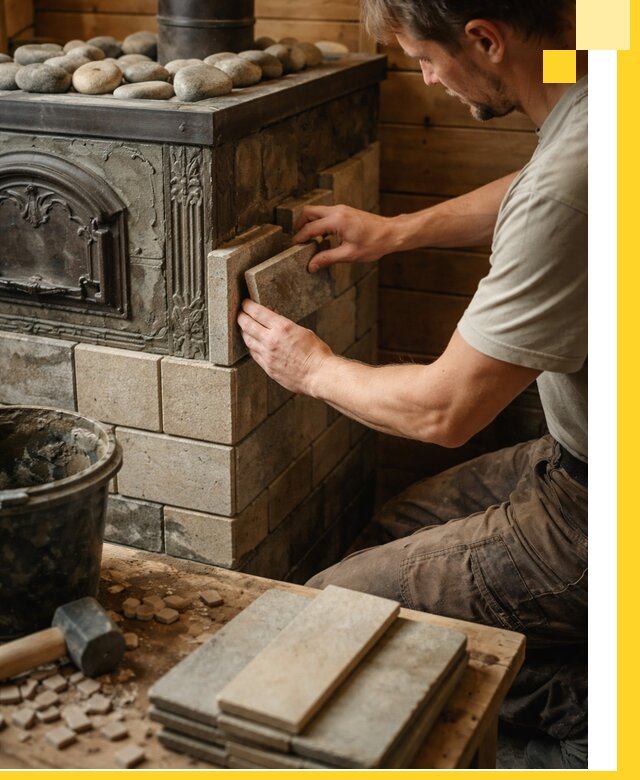 Облицовка банных печей в Большой Камне профессиональная отделка