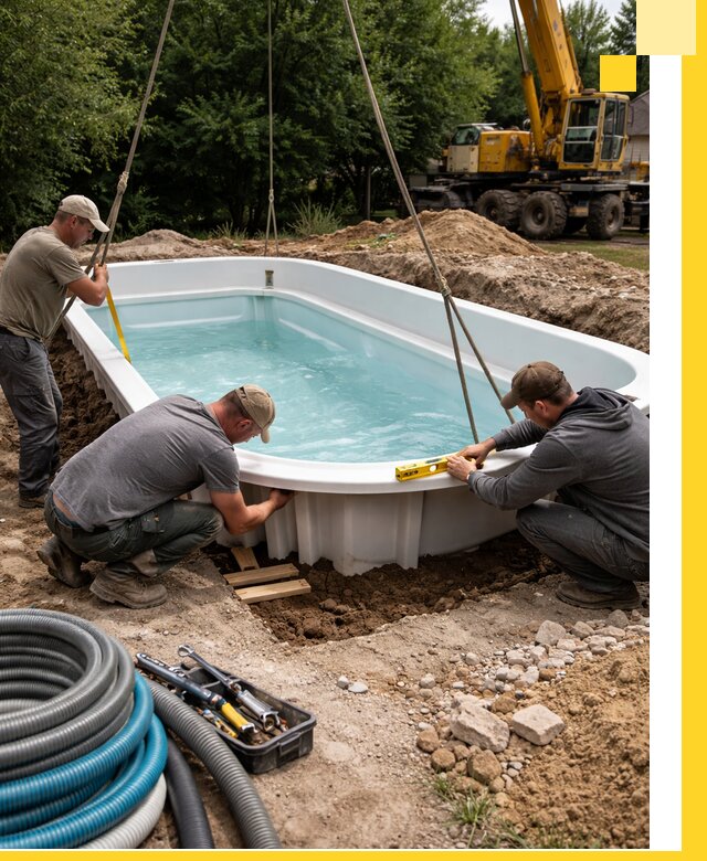 Установка и монтаж композитных бассейнов под ключ в Большой Камне