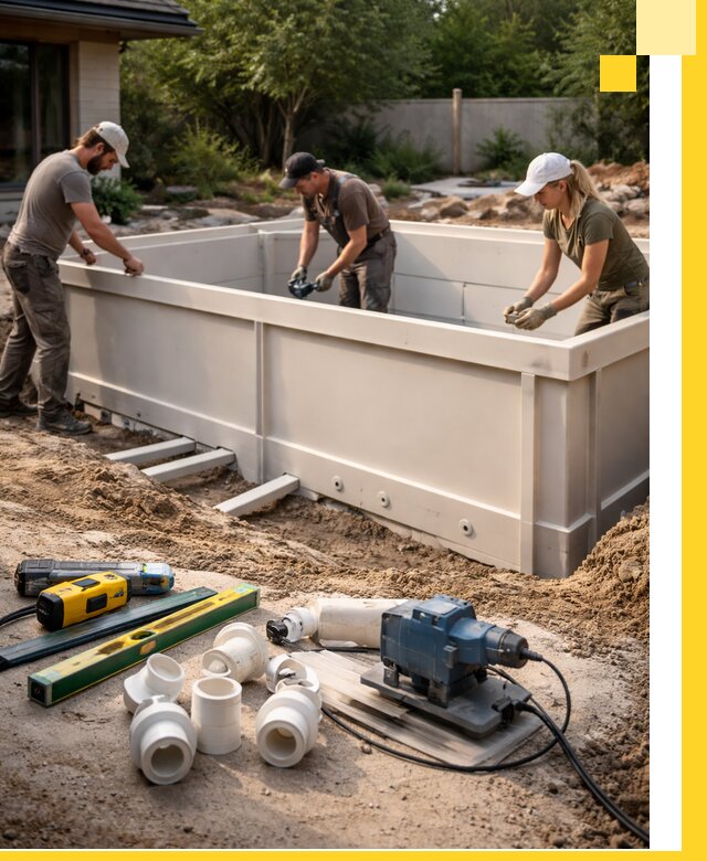 Установка полипропиленовых бассейнов под ключ в Большой Камне