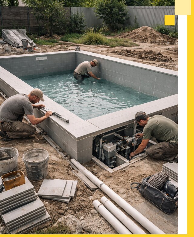 Строительство и монтаж бассейнов для дачи под ключ в Большой Камне