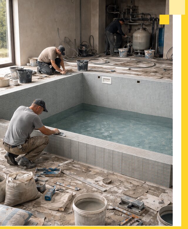 Строительство и монтаж бассейнов в помещении в Большой Камне