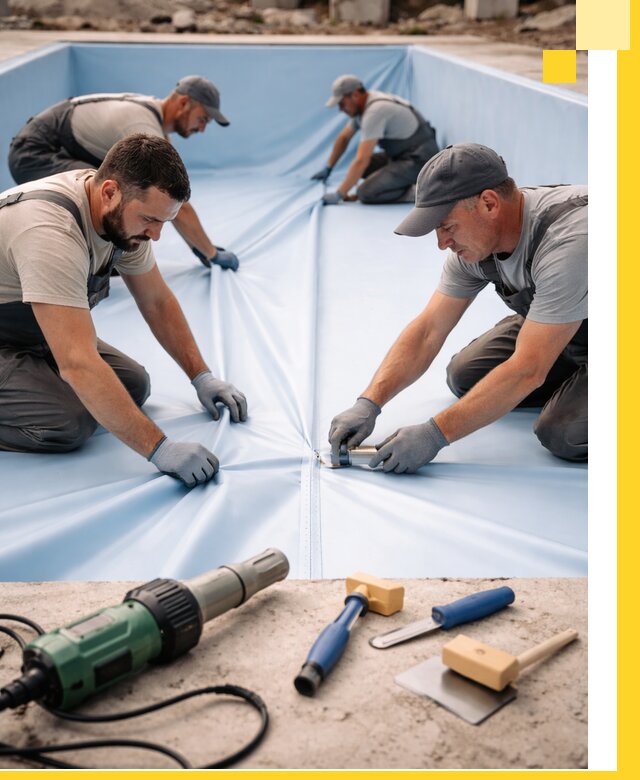 ПВХ пленка для бассейнов с монтажом и гарантией в Большой Камне