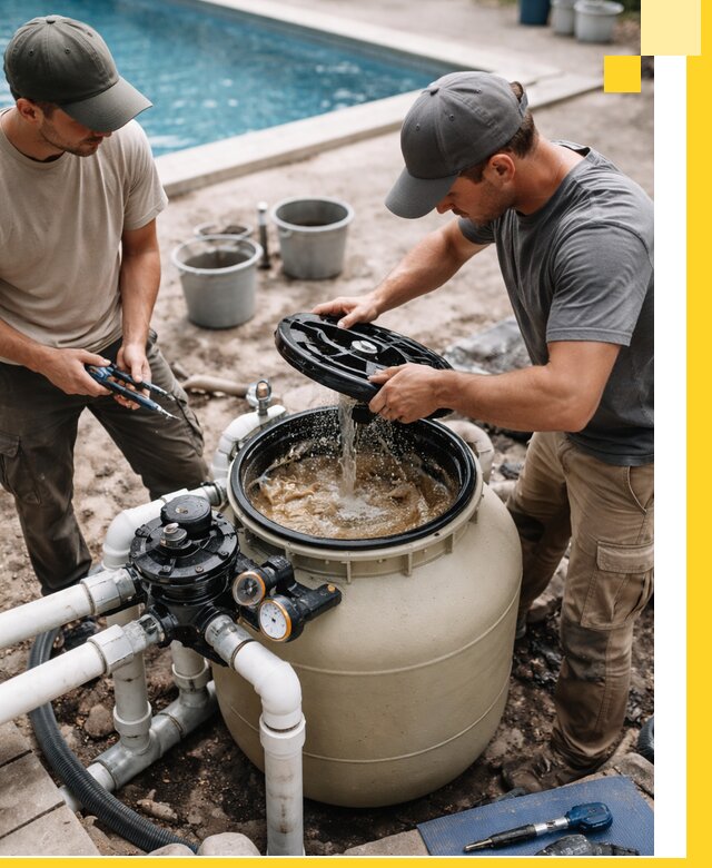 Установка и обслуживание песочных фильтров для бассейнов в Большой Камне