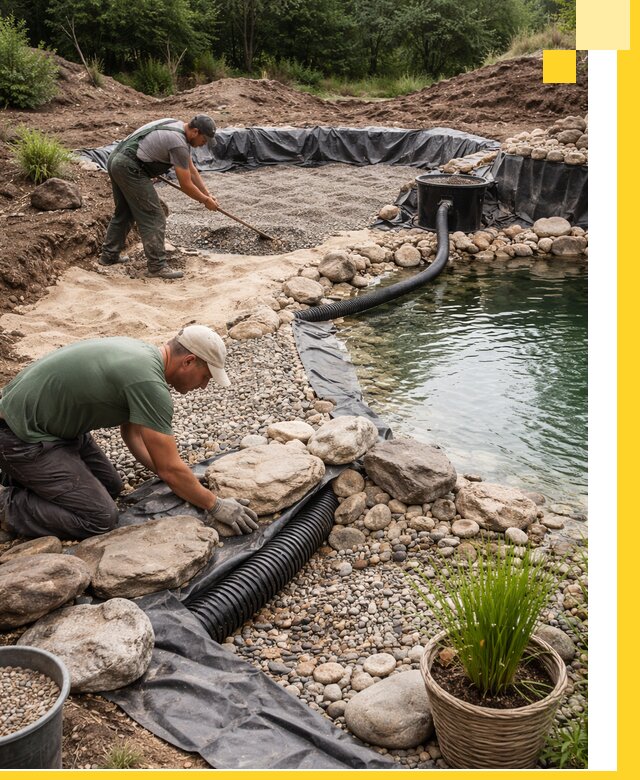Строительство природных бассейнов и озер в Большой Камне под ключ