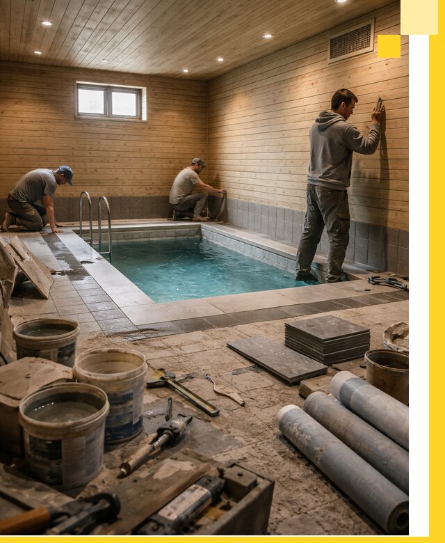 Строительство бани с бассейном и сауной под ключ в Большой Камне