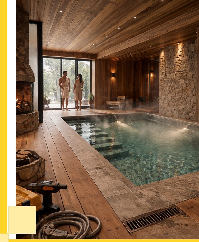 Проекты бань с бассейном под ключ в Большой Камне от 76058 р., ЭриданБль