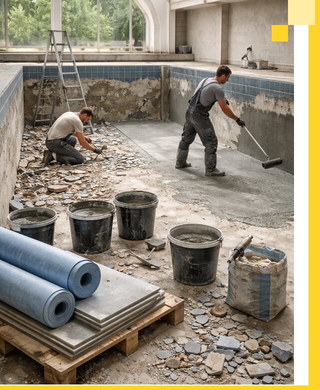 Реконструкция бассейнов в Большой Камне: ремонт, гидроизоляция