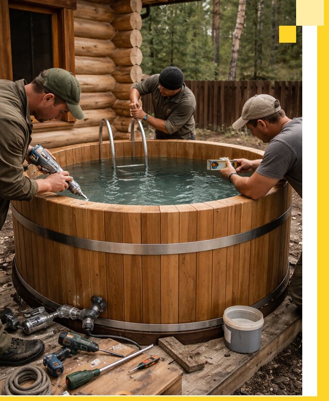 Строительство бань с купелью под ключ и отделкой в Большой Камне