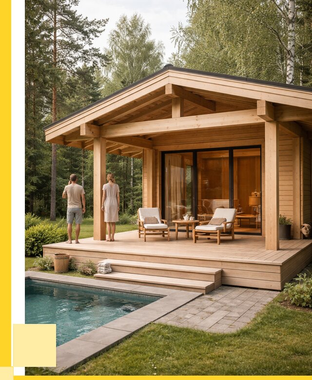 Бани с террасой под ключ в Большой Камне от 608460 р. | ЭриданБль