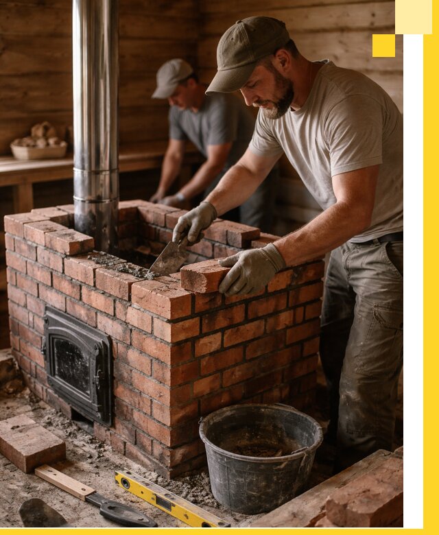 Кирпичные печи для бани под ключ в Большой Камне, проект и монтаж