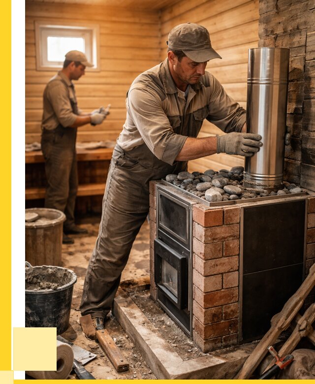 Монтаж печи в бане под ключ в Большой Камне от 20282 р. | ЭриданБль