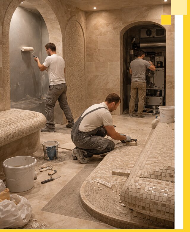 Строительство бани с хамамом и бассейном под ключ в Большой Камне