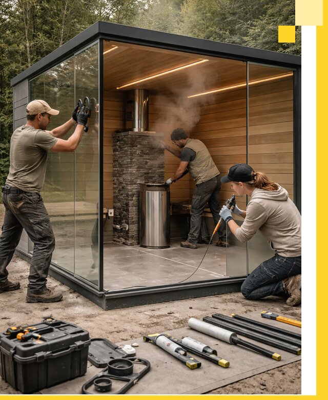 Проектирование и строительство стеклянных бань в Большой Камне