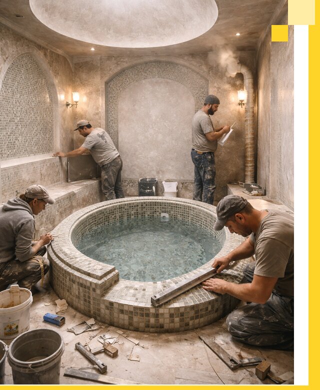 Профессиональное строительство хамама с бассейном в Большой Камне под ключ