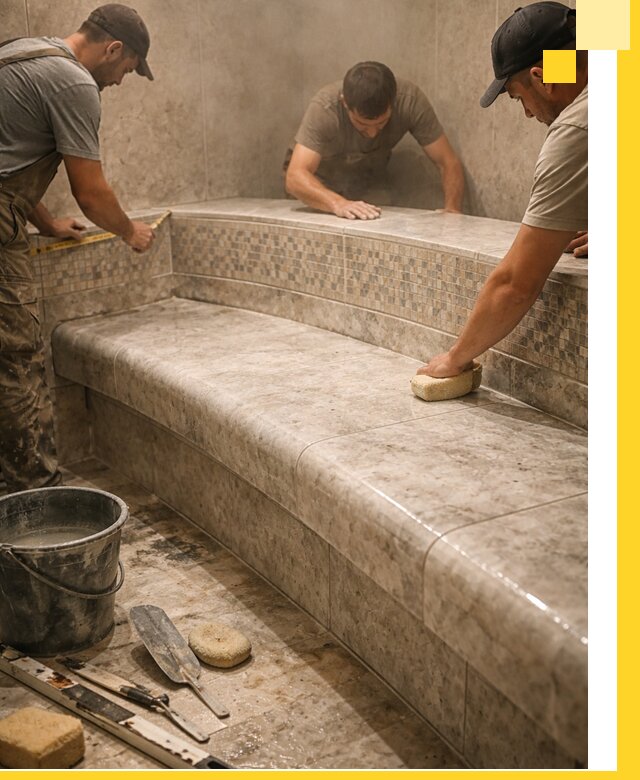 Изготовление и установка сидений для хамама в Большой Камне