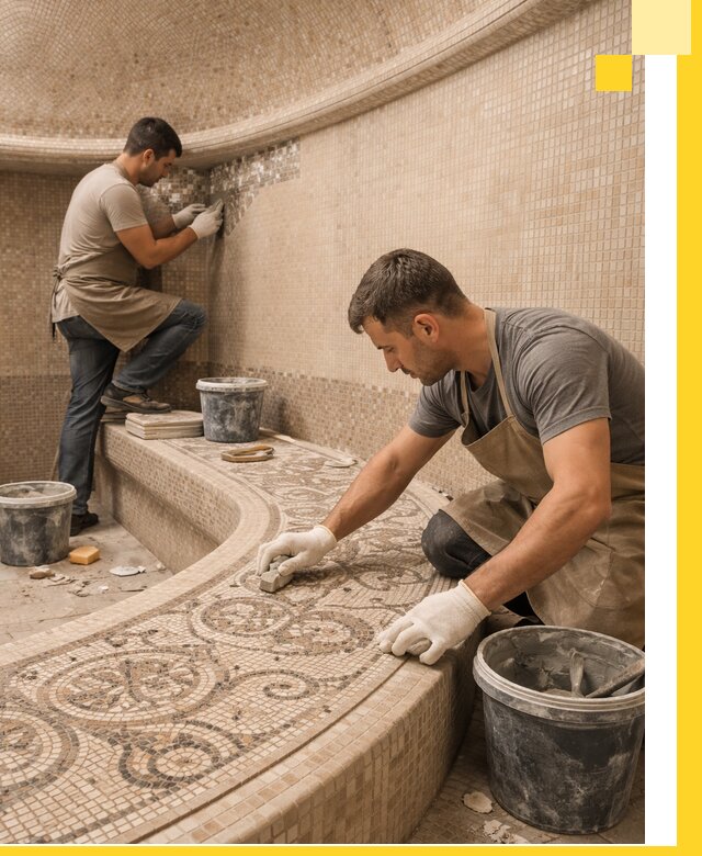 Плитка для хамама в Большой Камне, укладка, подбор и поставка